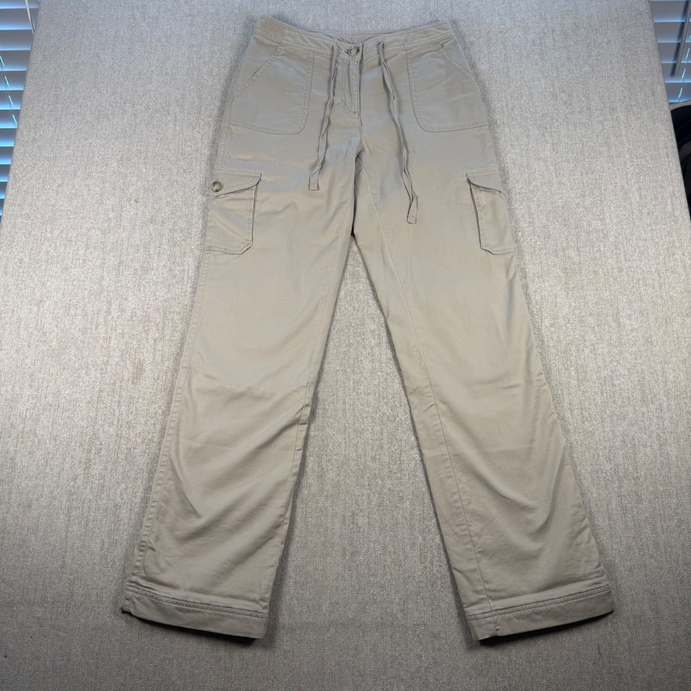 L.L. Bean Cargo Pants Women 6 Tall Tan Khaki Favorite Fit Flannel Lined Straight